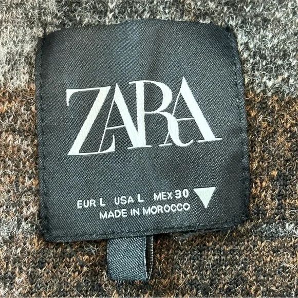 Zara Plaid Wool Blend Cropped Shacket - Picture 8 of 9